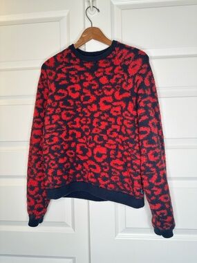 Lululemon Red & Black Leopard Print Merino Wool Sweater - EUC